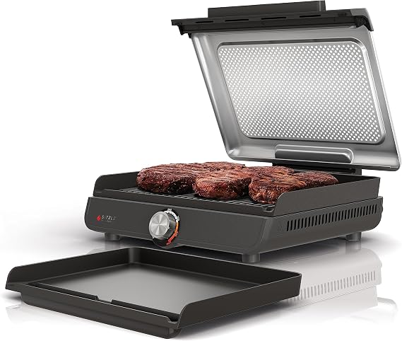 Ninja SizzleTM Indoor Grill & Griddle, 14'', 500F, Grey/Silver, GR101