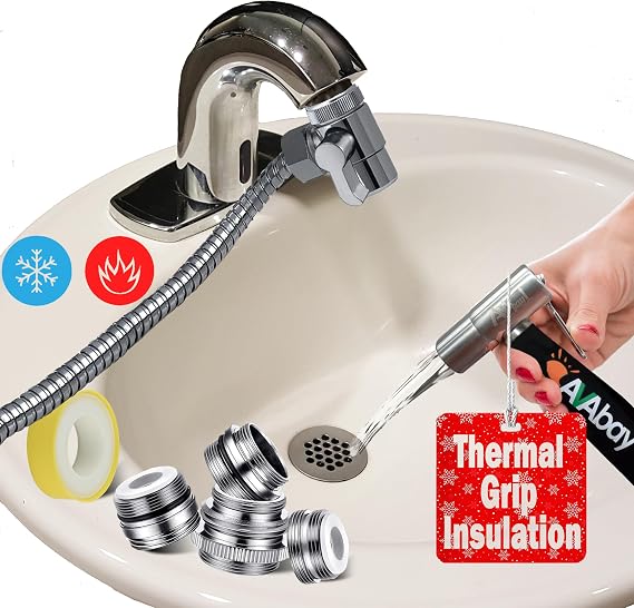 AVAbay Sink Faucet Handheld Bidet Sprayer for Toilet I Bidet Attachment for Warm & Cold Water I Long 80" Hose Perfect for Feminine Hygiene, Cloth Diaper, Bathroom Toilet Cleaning