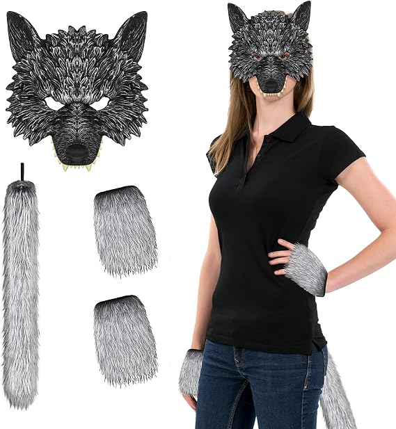 Wolf Mask Holloween Horror Mask Werewolf Costume Dress Up Adult Party Cosplay Animal Costume