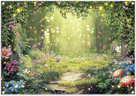 7x5ft Enchanted Forest Photography Backdrop Fairy Garden Banner