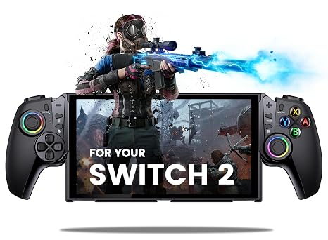 JC500 Switch 2 Controller - Upgrade TMR Joystick (No Drift) - One Piece Switch Joypad Replacement to Switch 2 Pro Controller with Ergonomic Grip & Built-in Kickstand -Turbo/Macro/6 Game Card Slot