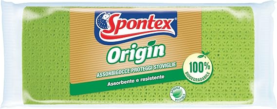 Spontex Origin assorbigocce Biodegradable, Cellulose/Cotton, Green, 42 x 0.5 x 31 cm