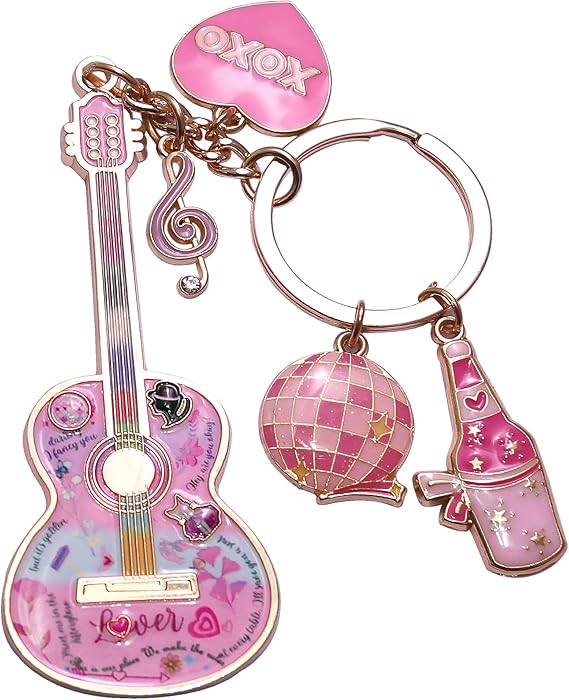 Birthday Gifts with Taylor Quotes Merch Pink Music Keychains Gift For Singer Fans Guitar Christmas Daughter Mom Women