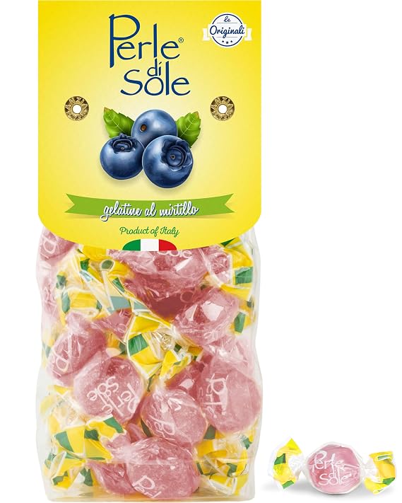 Perle di Sole Blueberry Jellies - Italian Candy Individually Wrapped - Soft Jelly Candy Made in Italy (7.05 oz | 200 g)