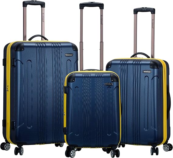 Rockland London Hardside 3 Piece Expandable Spinner Wheel Luggage Set, (20"/24"/28"), Navy