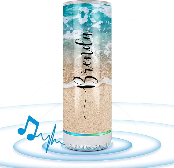 Personalized Music Speaker Tumbler Gifts | 20oz Tumblers | Personalized Tumblers | Bluetooth Speaker | Travel Essentials | Bridesmaid Gifts | Beach Accessories | ECO Friendly Inks