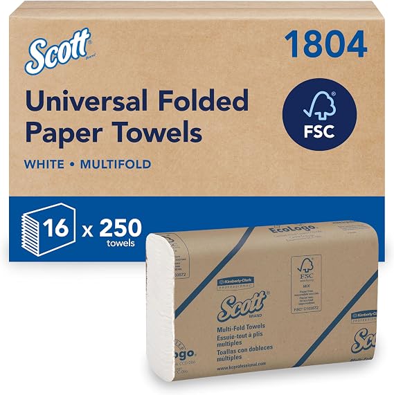 Scott Essential Z-Fold Paper Towels 1804, FSC Certified, 16x250 Sheets