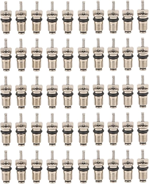 KIMISS 50Pcs Car Air Conditioner Valve Core A/C R134 Refrigeration Schrader Valve Cores High Pressure Valve Cores Automotive Air Conditioning Refrigeration Repair Tire Valve Stem for R134 R134A Series