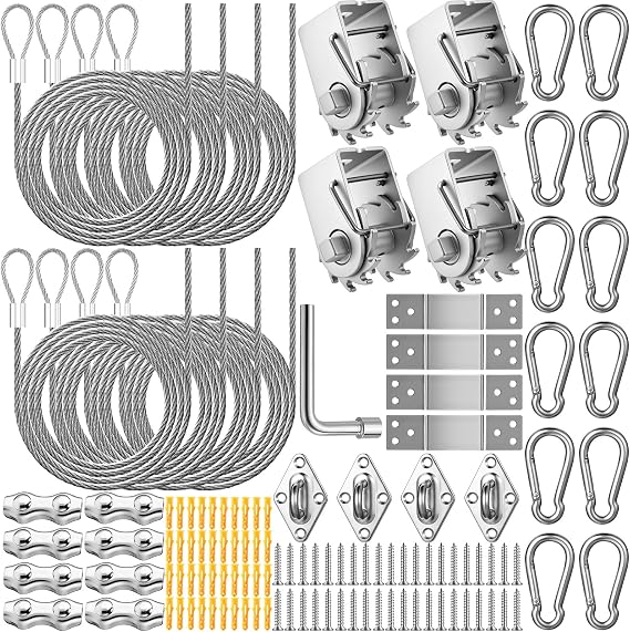 MorningRo Sun Shade Sail Hardware Kit,Silvery,Gear Style