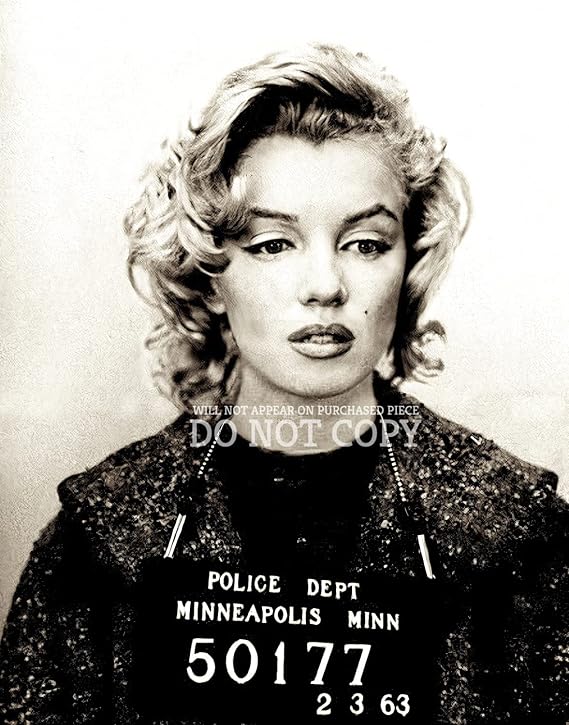 Marilyn Monroe Mug Shot 8 X 10 - Gorgeous Mugshot Photograph - Busted In Minneapolis - American Icon - Rare Photo - Poster True Color