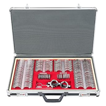 Trial Lens Set Optical Trial Lenses 268 Piece Trial Lens Set Metal Edge Aluminum Case Adjustable Eye Test Trial Frame Grade A