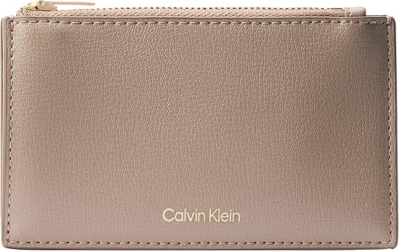 Calvin Klein foil logo top zip cardcase Kadın Cüzdan desert taupe Tek Beden