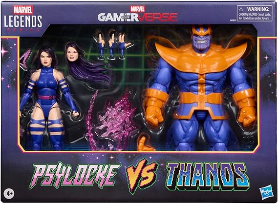 Hasbro Marvel Legends Series Gamerverse Psylocke vs Thanos İkili Aksiyon Figür Seti, Retro Video Game
