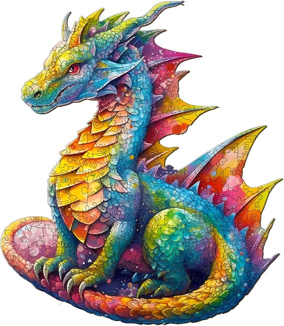 Jigfoxy Wooden Puzzles for Adults, Dragon Wood Puzzles Adult, Unique Animal Shape Wooden Jigsaw Puzzles for Adults, Birthday Gifts for Puzzle Lovers, Family, Friend (XL-21.7 * 18.6in-560pcs)