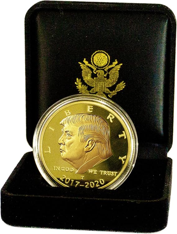 Donald Trump Gold Challenge Coin Set 2017-2020 with Velvet Display Case