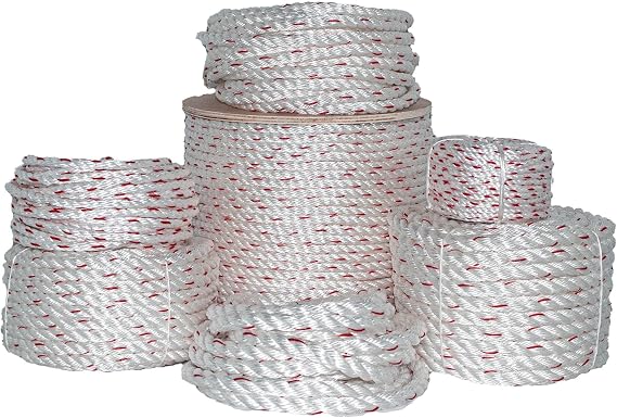 Twisted PolyDac/Combination Rope - Triple-Strand Twisted Design, Heavy-Duty, OSHA Approved 5/8" for Industrial Fall Protection, Camping, Cargo Tie-Downs, and Fishing (1/2" x 25ft, White)
