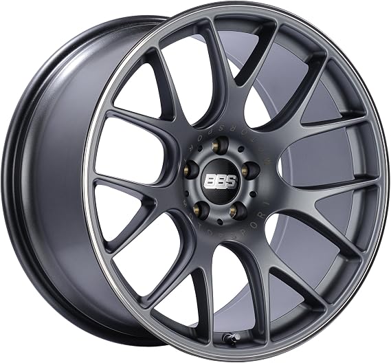 BBS CH-R Titanium Wheel with Painted Finish and Polished Stainless Steel Rim (20x10.5"/5x112mm, +25mm offset)