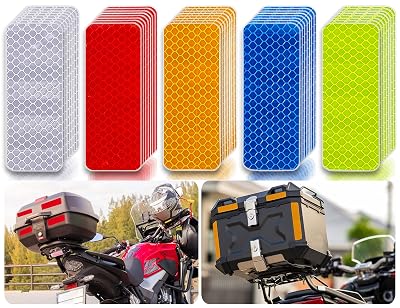 Haikole Reflective Tape 50PCS Reflective Tape Outdoor Waterproof,Safety Warning Reflective Stickers for Vehicle,Bicycles,Motorcycles,Helmet,Mailbox Bag,1.2x3.25Inch Stick on Reflectors 50, 5color