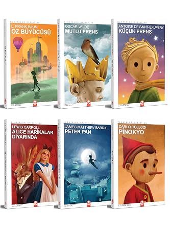 Klasik Çocuk Kitapları Seti, 6 Kitap, Oz Büyücüsü, Mutlu Prens, Küçük Prens, Alice Harikalar Diyarında, Peter Pan, Pinokyo