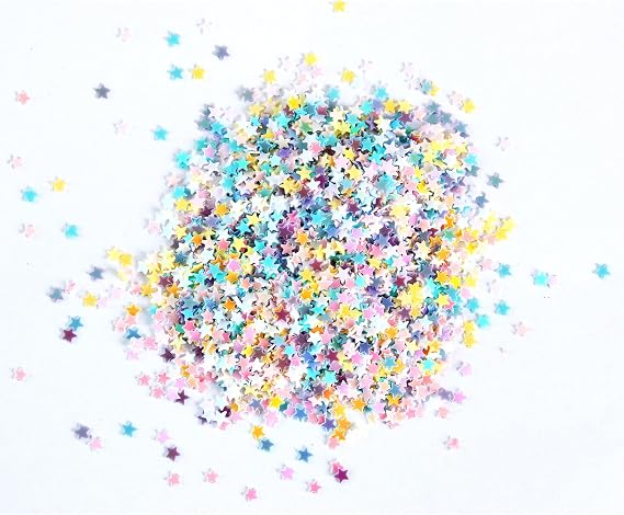 Art Craft Glitter, 3mm Star Sequins Confetti for Nail Art,Slime Supplies, Resin Craft, Home Decoration DIY Cards - 0.35oz (Macaron Mixed Colors)