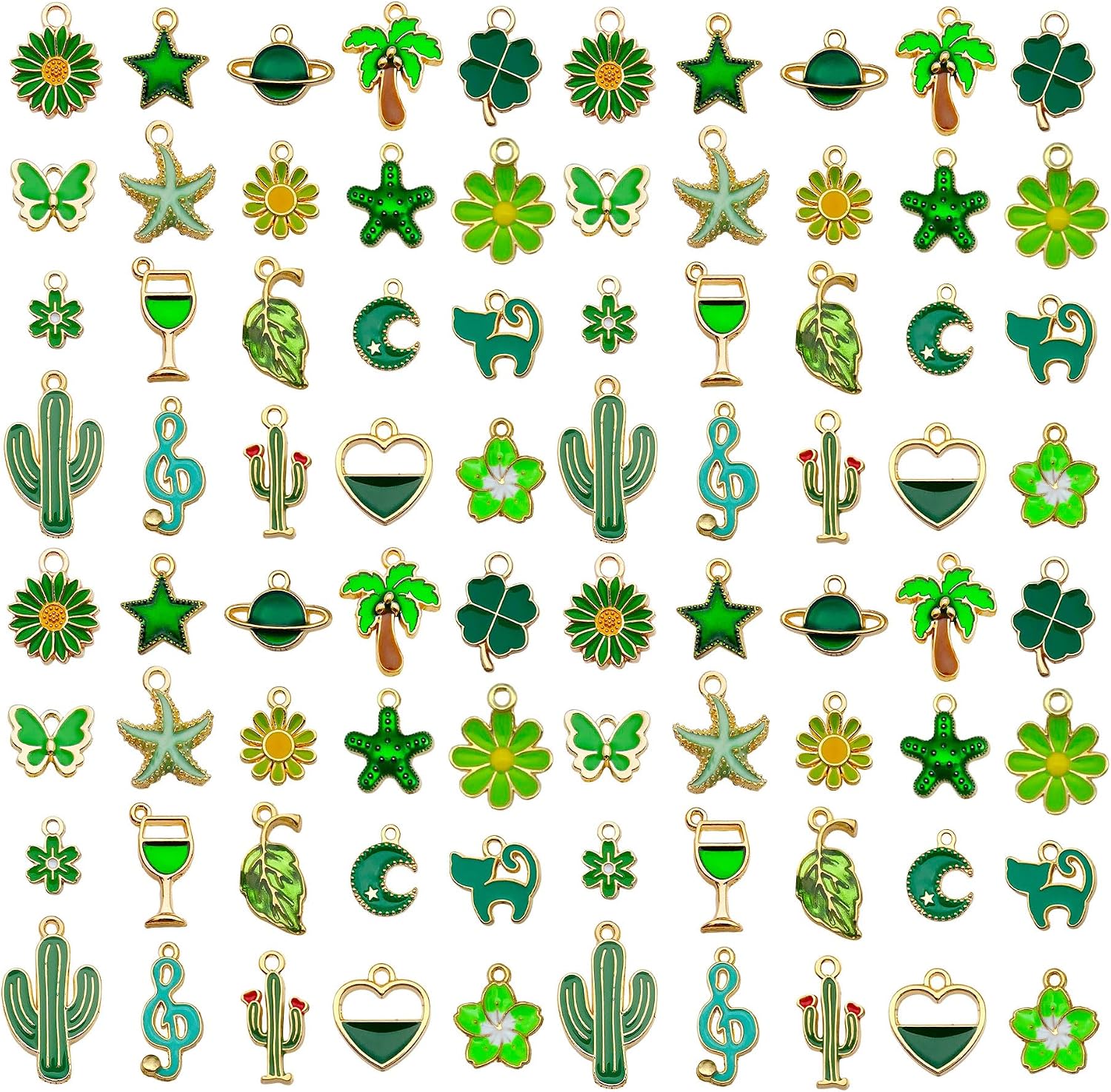 WOCRAFT 40pcs 20 pairs Assorted Enamel Bracelet Charms for Jewelry Making DIY Necklace Bracelet Earrings Keychain Crafting Charms Kit Crafts Green-SN992