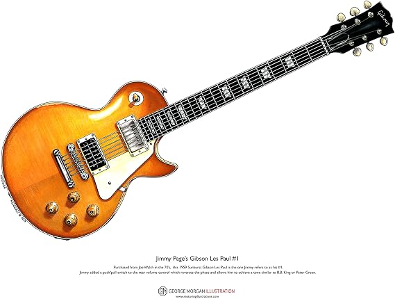 Jimmy Page's 1959 Gibson Les Paul #1 Art Poster A3 Size