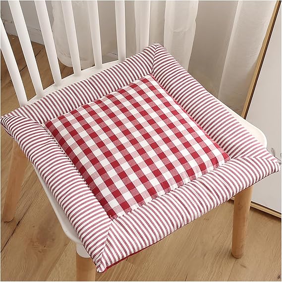 Square Dining Room Chair Cushions 16x16, Chair Pads for Dining Chairs 2/4/6 Pack, Washable Cotton and Linen Dining Seat Cushions, Indoor Outdoor Seat Pads (Red 6 Packs)