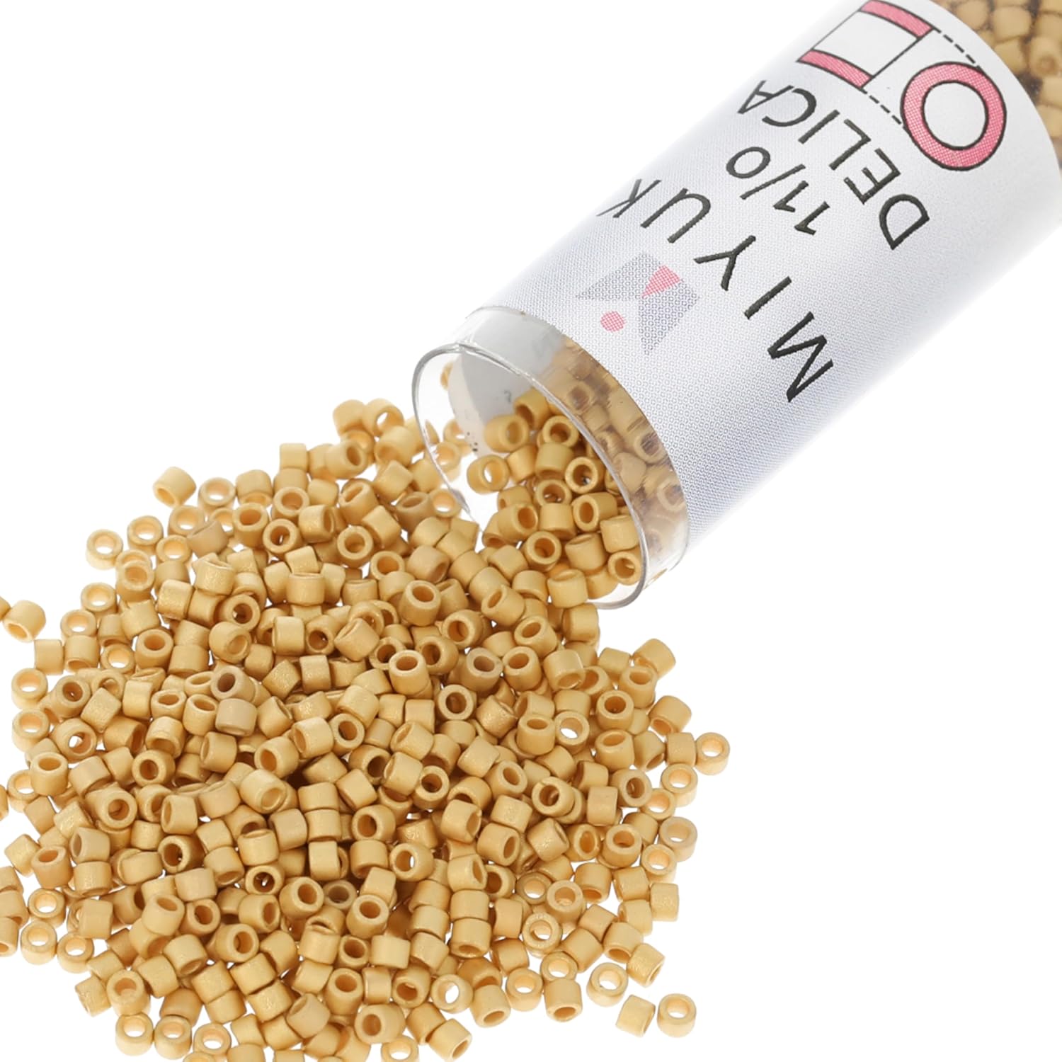 Miyuki Delica Seed Beads – Size 110 1.6 mm, DB0331, Matte 24k Gold-Plated, 7.2 g, Approx. 1440 Beads, Made in Japan