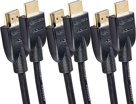 Amazon Basics 4K HDMI Cable 0.9m, 3 pack - 18Gbps High Speed with Ethernet, 4K@60Hz, 2160p, Black