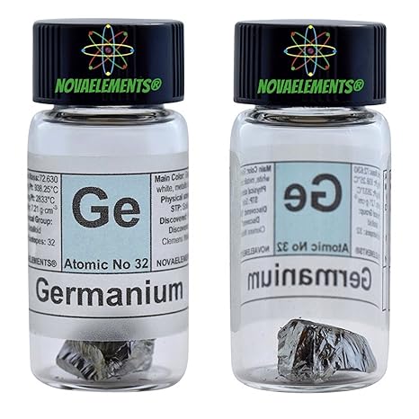 Germanium Element 32 Ge, Pure Sample 1 gram 99.999% in Glass Vial with Label