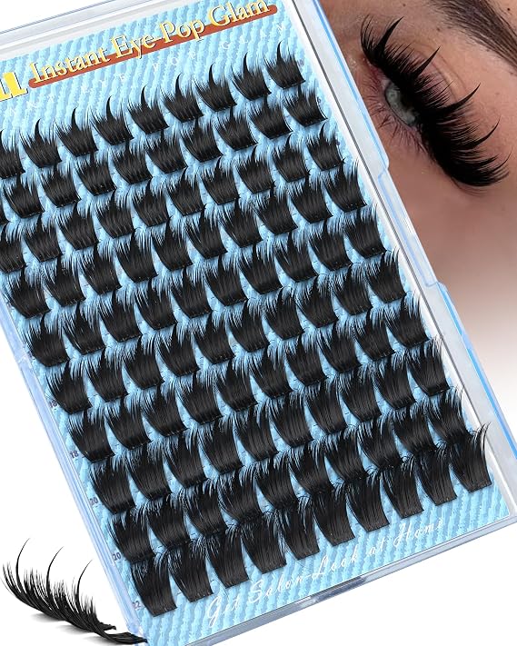 Manga Lash Clusters With Spikes Volume Eyelash Clusters Anime Cluster Eyelash Extensions 14-22mm D curly Individual Lashes Wet-Look Fairy Cluster Lashes