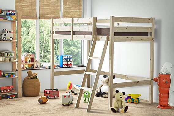 STRICTLY BEDS&BUNKS Oscar Loft Bunk Bed including Sprung Mattress (20cm), 3ft Single