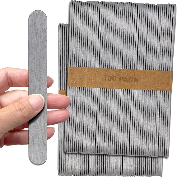 6 Inch Jumbo Craft Sticks, Painted Silver, 100 Pack