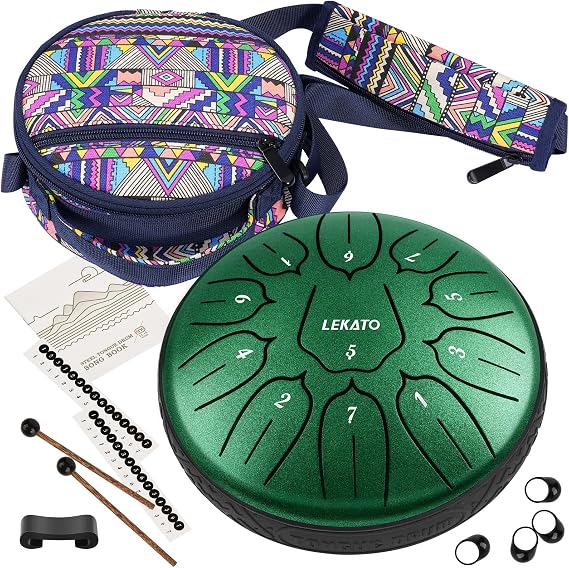 LEKATO Steel Tongue Drum With Bag, 6 Inch 11 Notes Steel Drum Beginner Hanpan Drum Percussion for Meditation Yoga Musical Education, Christmas/New Year Gifts for Families/Friends