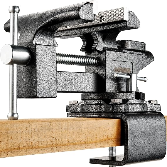 6-Inch Bench Vise, Vice for Workbench with Heavy Duty Forged Steel Construction, Built-in Pipe Jaw and Swivel Base, Table Vise for Woodworking, Home Workshop Use and DIY Job