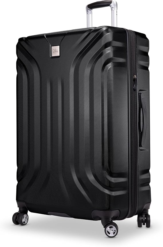 SKYWAY Nimbus 4.0 Hardside Spinner Luggage (Black, Checked-Large 28-Inch)