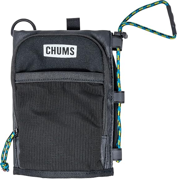 Chums Rover Bottle Sling, Crossbody Water Bottle Carrier (Black) | Ripstop Canvas Construction w/ Adjustable Crossbody Strap, Fits Most Drink Containers & Water Bottles with Extra Pockets