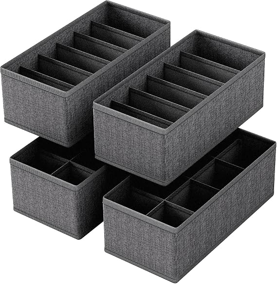 4'lü Paket Çorap İç Çamaşırı Çekmece Düzenleyici Bölücüler, Giysiler, Çoraplar, İç Çamaşırı, Kravat, Kemer, Yatak Odası için Katlanabilir Dolap Dolap Saklama Kutuları
