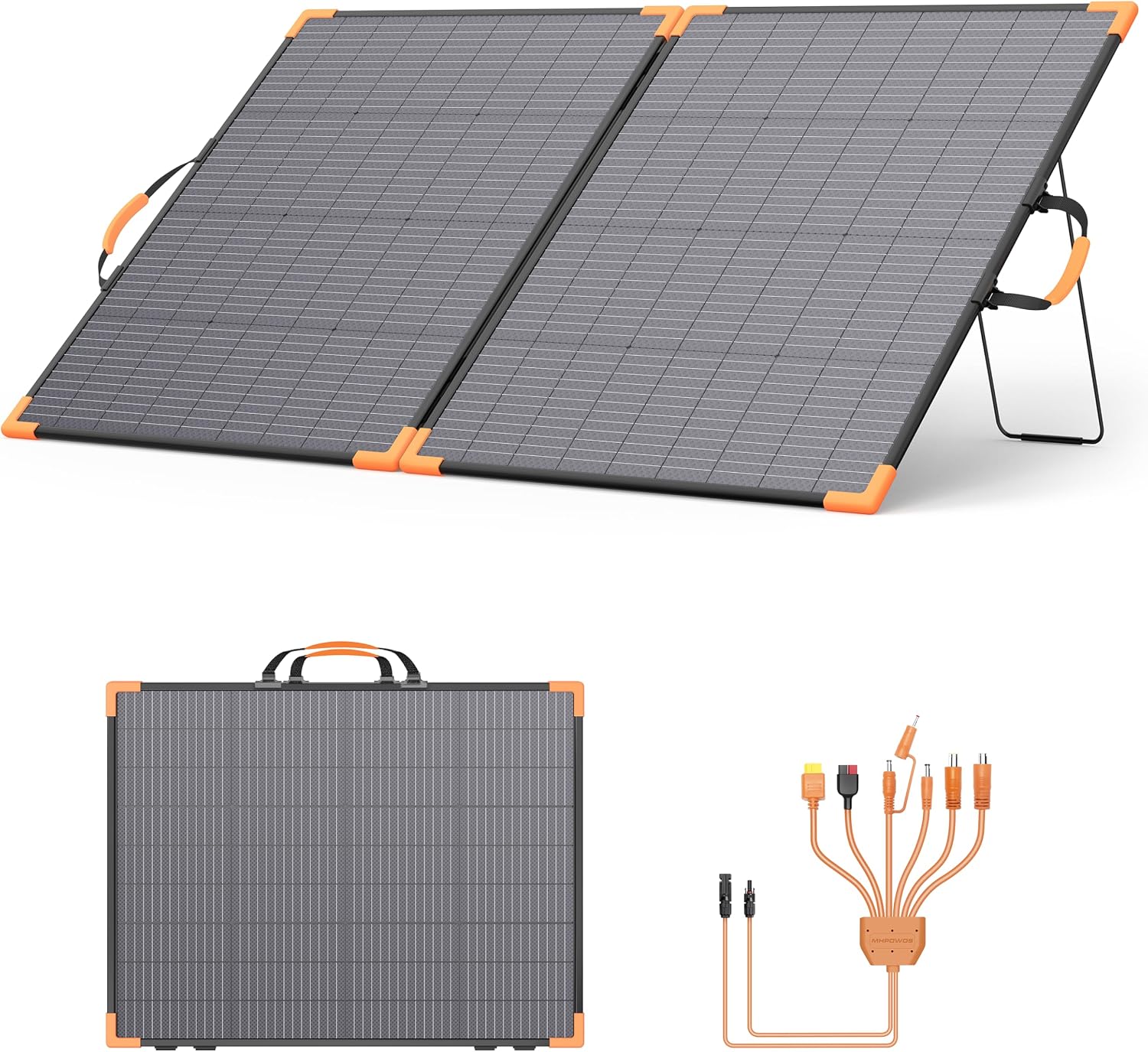 200W Portable Solar Panel, Foldable Solar Charger for Portable Power Station, 23.5% Efficiency IP68 Waterproof, 20V Output with 2 Reinforced Kickstands for Camping Essentials RV Blackout