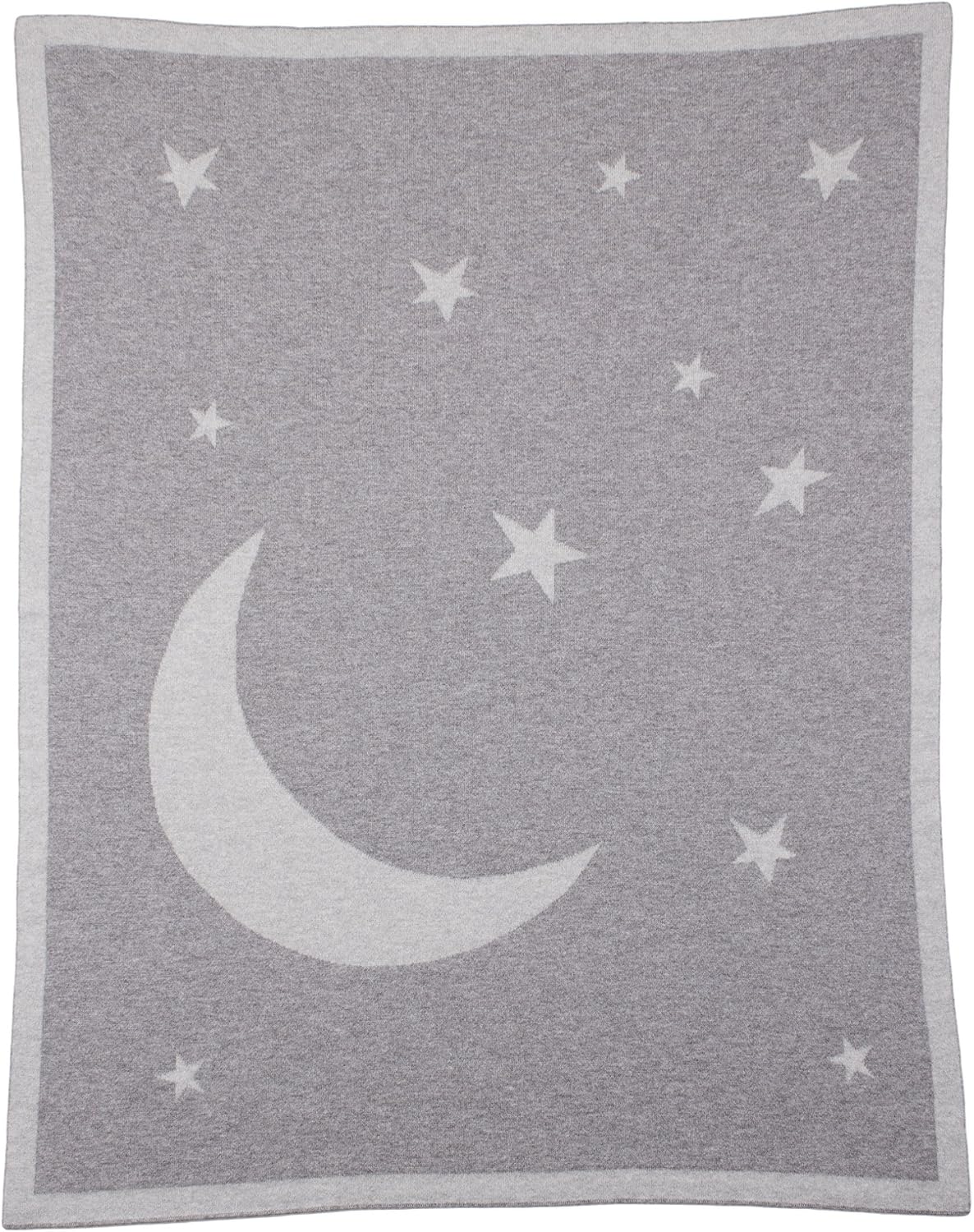 Love Cashmere Unisex 100% Cashmere Moon & Stars Baby Blanket- Gray Multi - Made in Scotland