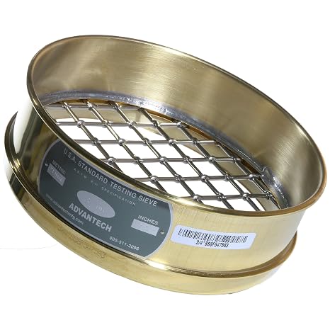 Advantech Brass Test Sieves, 8" Diameter, 0.75" Mesh, Full Height