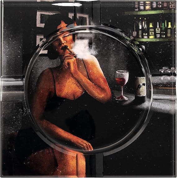 Four Finger Crystal Cigar Ashtray Havana Beauties Global NFT Gallery Series Cubanesque Cigar Portrait Premium Ash Tray (Havana Fiction)