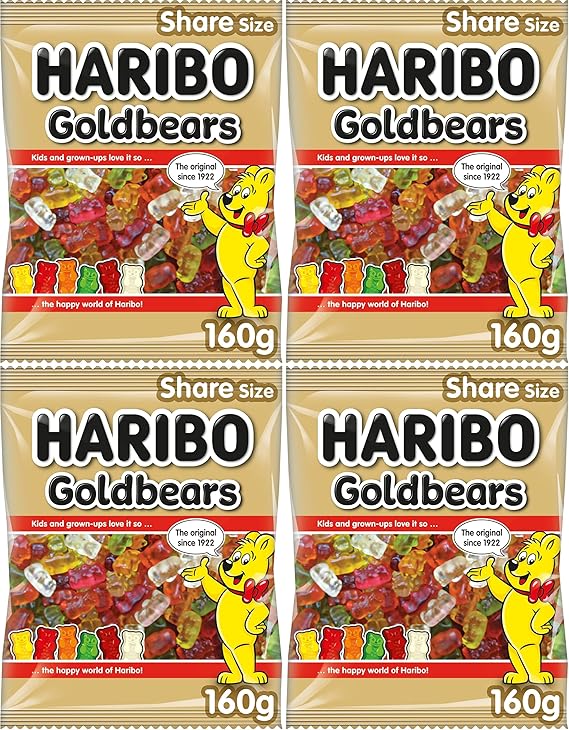 Haribo Goldbears Share Size Bag Pouch, 160g (Pack of 4)