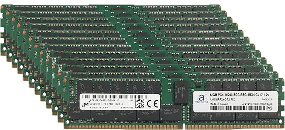 Adamanta Micron Original 384GB (12x32GB) Server Memory Upgrade for Quanta Computer QCT QuantaGrid D51B-1U DDR4 2400MHZ PC4-19200 ECC Registered Chip 2Rx4 CL17 1.2V RAM