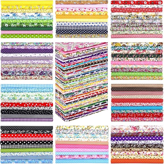 Tudomro 300 Pcs 4" x 4" Cotton Fabric Squares Precut Quilting Bundle