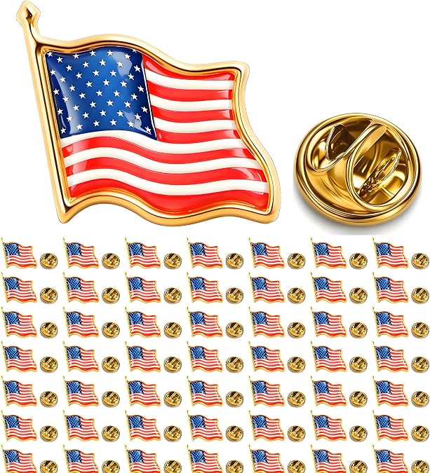 12/25/50/100/200/300 pieces small American Flag pin Waving Lapel Pins United States USA Badge Pins Patriotic Enamel Suit Jacket Lapel Pin for Veterans Day Bulk