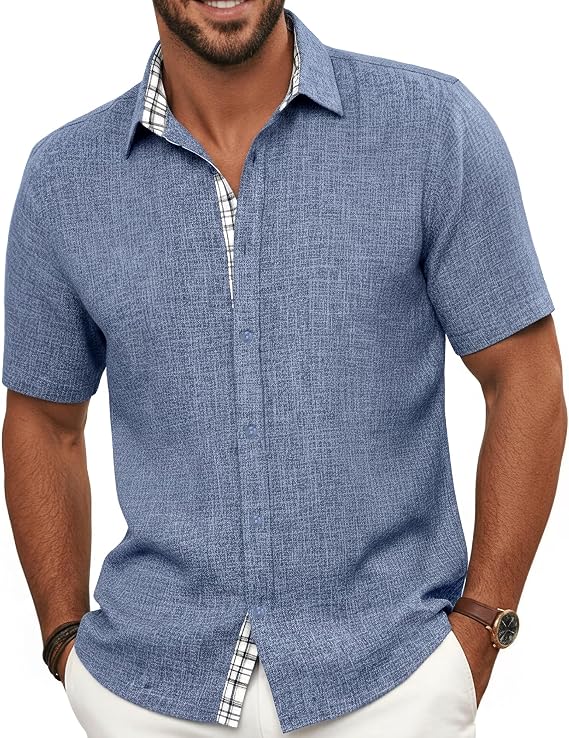 Men's Shirts Short Sleeves Button Down Shirts for Casual Beach Summer Wedding