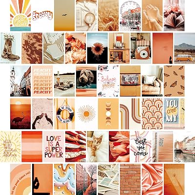 Wallertree Boho Wall Collage Kit - 50 Set 4x6 Inch Photo Collage Kit for Bedroom Aesthetic - Boho Wall Decor for Teen Girls