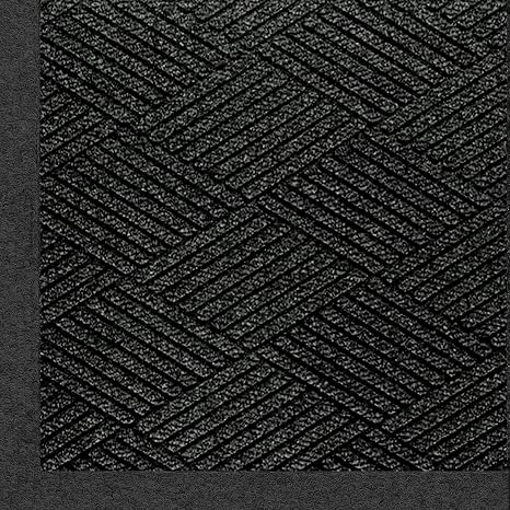 M+A Matting 2297 Waterhog Eco Premier Fashion PET Polyester Fiber Indoor/Outdoor Floor Mat, SBR Rubber Backing, 3' Length x 2' Width, 3/8" Thick, Black Smoke