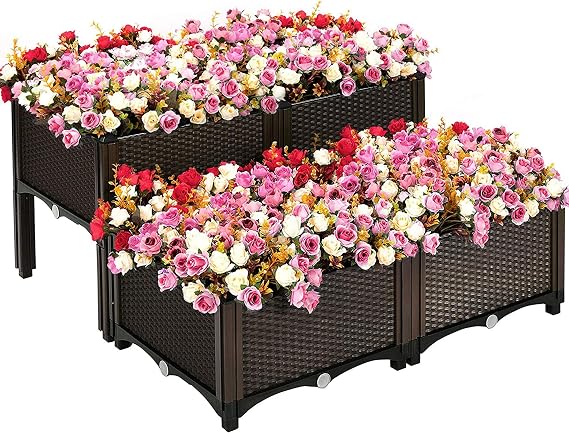 Vegetables Plant Raised Bed Kits, Elevated Raised Garden Bed Planter Box for Flowers Vegetables Fruits Herbs, Outdoor Indoor Planting Box Container for Garden Patio Balcony Restaurant